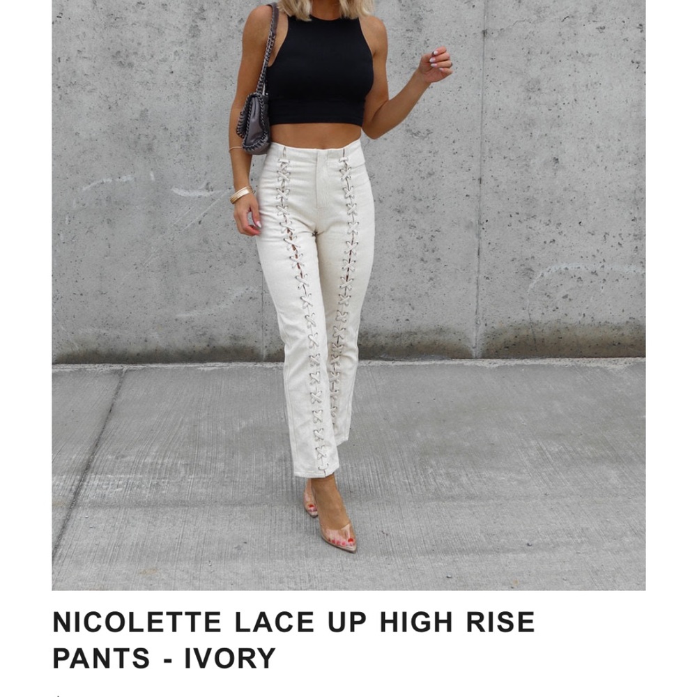 NWT Lace up pants ivory Emory Park by vici dolls size small